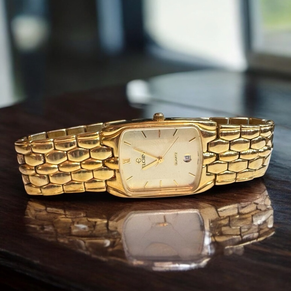 Vintage Elgin Gold-Tone Tank Style Watch, FMC002-040 - Picture 6 of 14